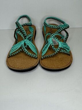 Bokyna Teal Braided Barefoot Sandals Size 40 NEW Boho Beach Festival Cork